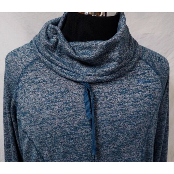 Reebok Large Green Cowl Neck Long Sleeve Roo Pocket Stretch Hoodie Sweatshirt - Picture 2 of 11